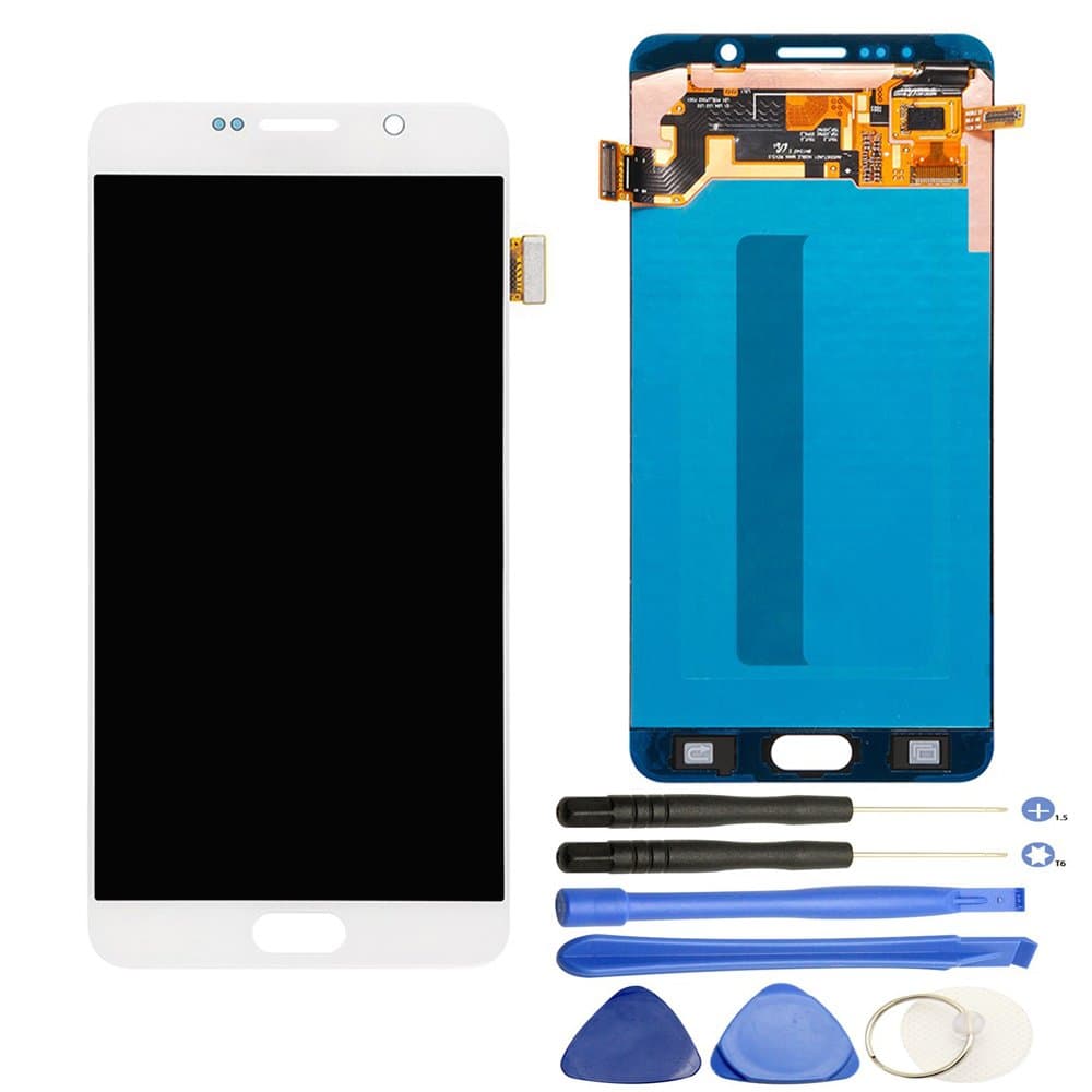 Comfine Screen Replacement for Samsung Galaxy Note 5 LCD Display Screen + Touch Digitizer Full Assembly, Compatible with N920T N920V N920P, Super AMOLED, Repair Tools Included, (White)