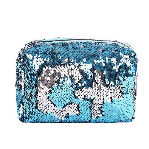 Sequin Cosmetic Bag Magic Sequins Makeup Pouch Color Changing Makeup Bags Reversible Sequins Handbag (BU)