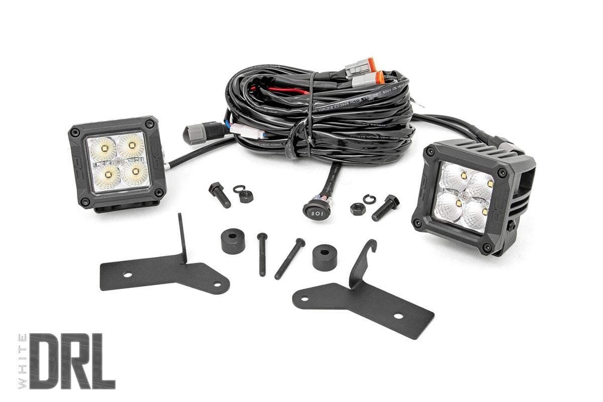 Rough Country 2" LED Lower Windshield Kit Fits 2018-2020 [ Jeep ] Wrangler JL Gladiator JT w/Cool White 70049DRL