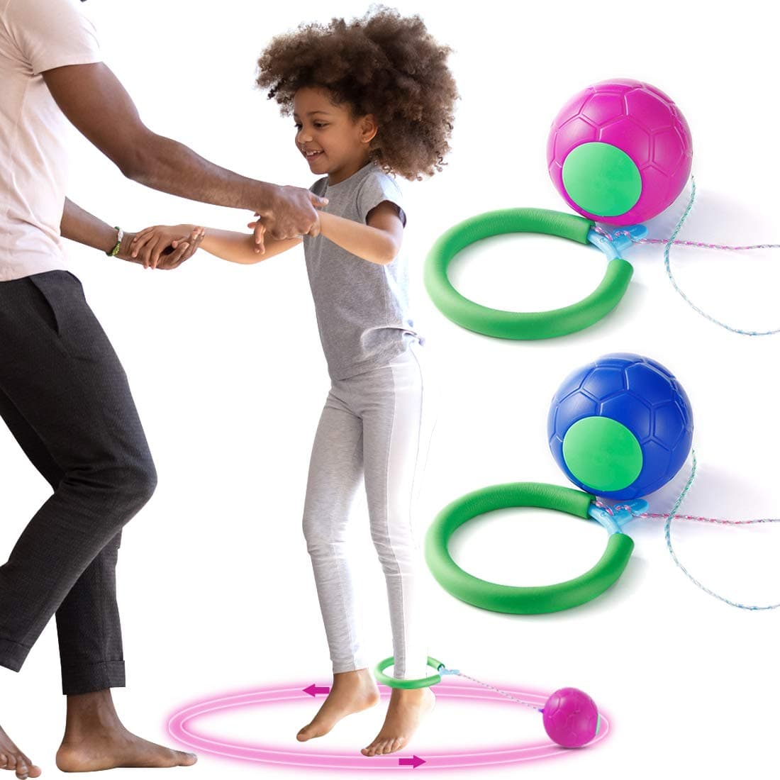 GENNISSY 2 Pack Jump Skip Ball, Improve Coordination, Get Exercise The Fun Way - Playground Ball Best Retro Birthday Gift for Kids