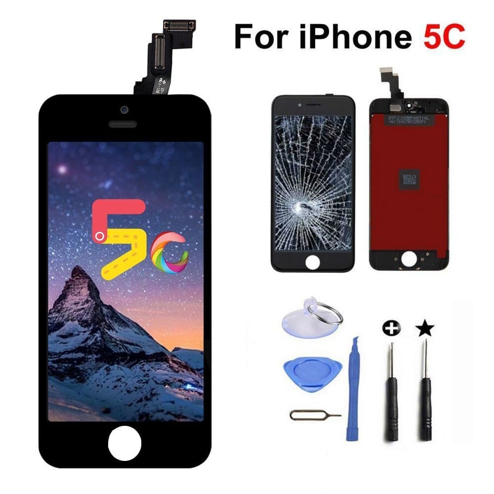 LCD Touch Replacement Screen with Digitizer Assembly Display for iPhone 5C Black with Tools