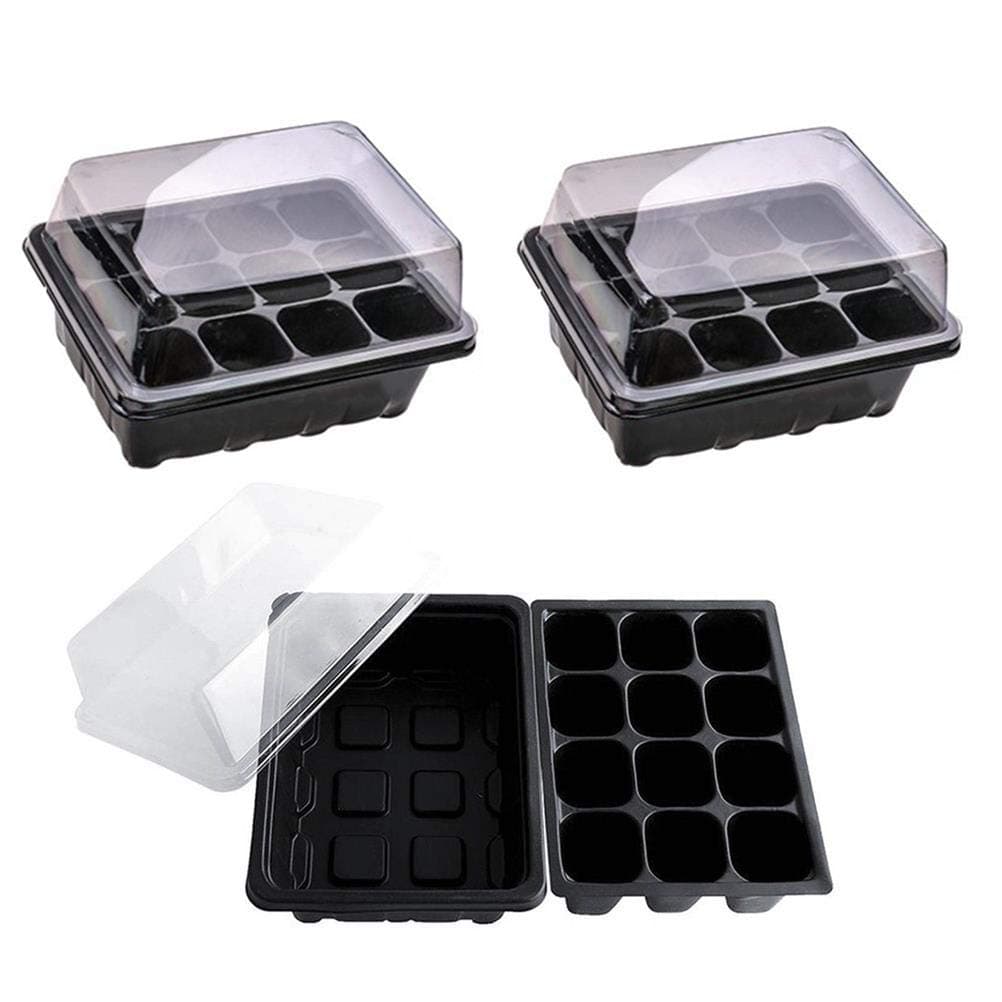 TableRe 3 PCS 36 Cells Seed Starter Pots with Humidity Dome and Base, Plant Flower Grow Starting Germination Kit, Seedling Starter Trays - Black