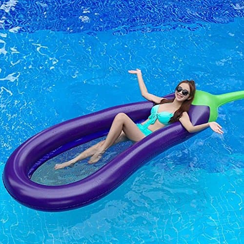 YOSPOSS Inflatable Eggplant Pool Float Raft, Inflatable Floating Row Water Bed Chair Inflatable Pool Floats,Outdoor Inflatable Swimming Pool Raft for Adults and Kids,66.9x44.3inch