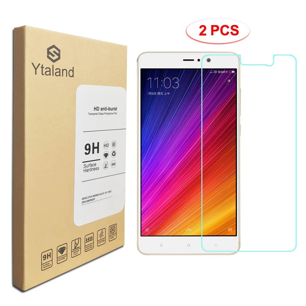 [2 Pack] Xiaomi Mi 5S Plus Screen Protector 5.7 Inch, Tempered Glass Anti-fingerprints Thin 9H Screen Hardness Screen Protector For Xiaomi Mi 5S Plus