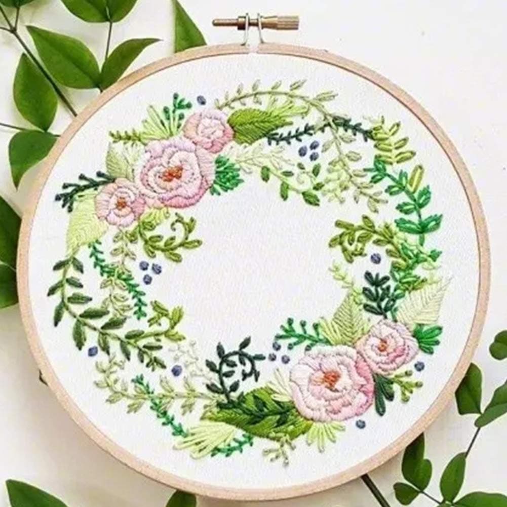 Embroidery Starter Kit with Pattern, DIY Full Range of Embroidery Kit for Beginners, Cross-Stitch Kits Include Bamboo Embroidery Hoops