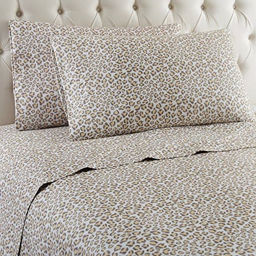 Shavel Home Products Micro Flannel Sheet Set, King, Leopard