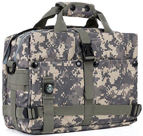 Tactical Camo Computer Bag With Compass and Strap Daypack Bag For Army Assault Bug Out Rucksack Outdoor Hiking Sport Camping Hiking Shooting Bag (ACU Camo)