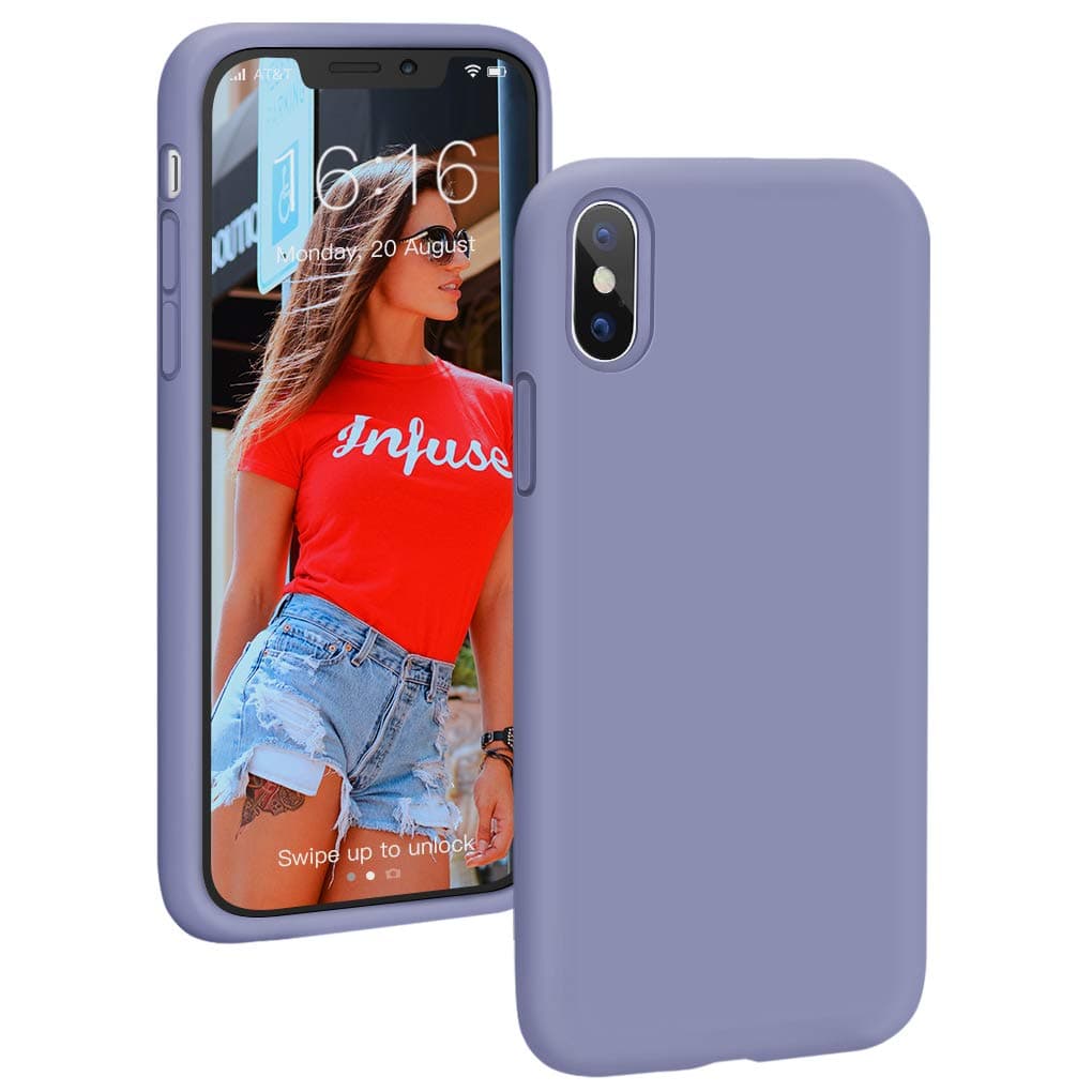ProBien Case for iPhone X/iPhone XS, Liquid Silicone Full Protective Phone Case Cover, Shockproof, Anti-Yellow, Anti-Scratch, Shell for New 2018 iPhone X/iPhone XS (5.8")-Lavender Gray