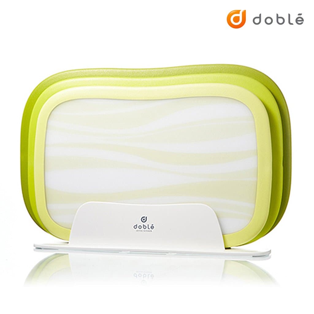 [doble] Double Sided Index Kitchen Cutting Board 3 Size Set Natural Wave, Non-Porous, Odor Resistant, Anti-Bacterial, Non-Absorbent