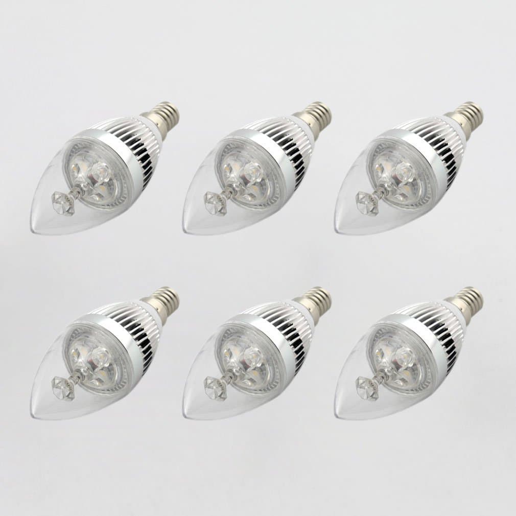 6Pcs x Ossun 3W E14 LED Candle Shape High Power LED, Warm White 3200K, Replace 30W Traditional Bulbs. Ideal for Your Chandelier, Pendant lamp, Ceiling Lighting, Desk lamp etc [Energy Class A]