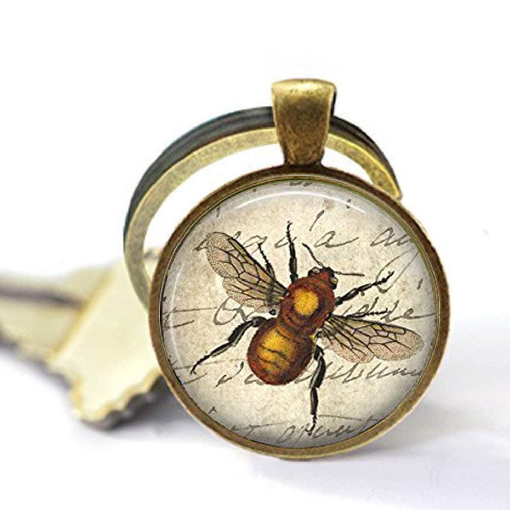 Bee Key Chain - Bumble Bee Gift - Bee Art - Bee Keychain - Bee Lover Gift - Bumble Bee Art - Honey Bee