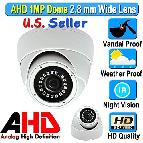 LEXA AHD 1MP 720P Dome 1/4" OV Sensor 2.8mm Wide Angle Lens Vandal Weather Water Proof μ14 x 18 IRs Night Vision BNC Connection Outdoor CCTV Black Camera 1 Megapixel Analog High Definition HD