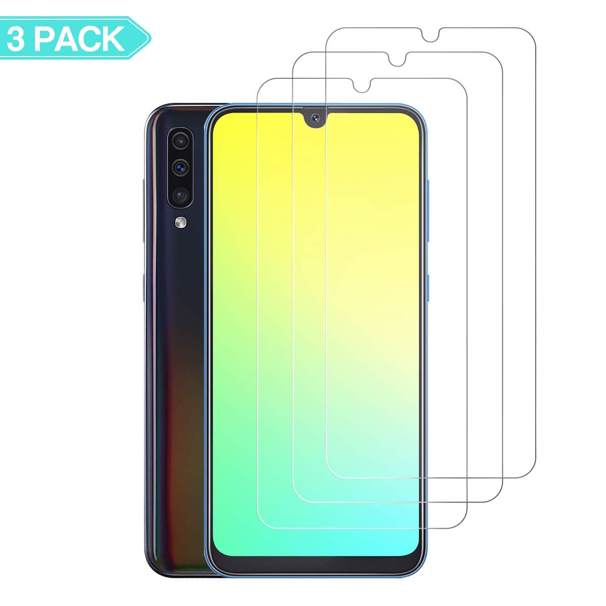 LXIAN A50/A30 Screen Protector (3 Pack), [Ultra Thin] [HD Crystal Clear] [High Sensitive] [Anti-scratch] [No-Bubble] Tempered Glass for Samsung Galaxy A50/A30