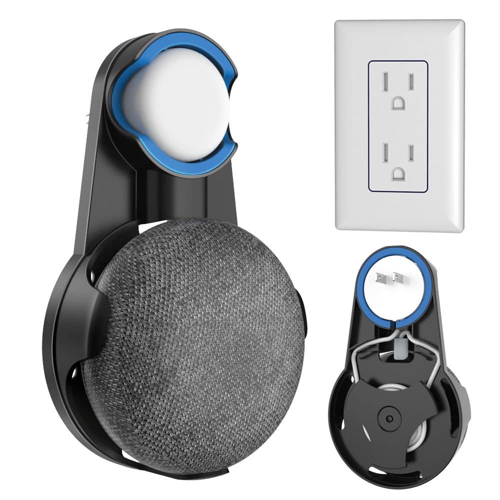 Outlet Wall Mount Holder for Google Home Mini Voice Assistant, A Space-Saving Compact Google Home Mini Accessories (Black)