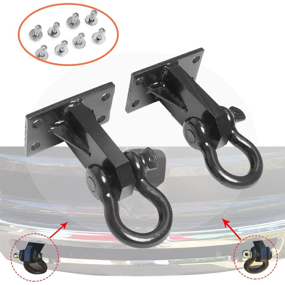 2P Front Tow Hooks for Dodge Ram 2500/3500 2010-2018 Custom Heavy Duty with Hardware