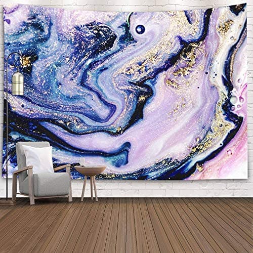Pamime Abstract Tapestry, Home Decor Tapestry Very Beautiful Marble Pattern Abstract Art Art Gold Natural Gouache Can Be Dorm Room Bedroom Living Room 80x60 Inches（200x150cm） InHouse