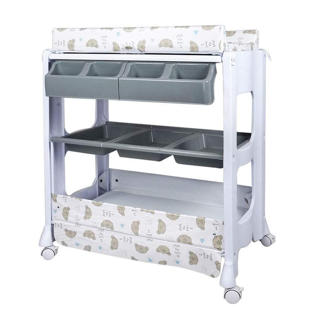 Diaper Table with Wheels Movable Large Storage Space Foldable Multipurpose Portable Changing Organizer for Traveling Shopping Relaxed (Size:82x53x103cm) (Color : B)