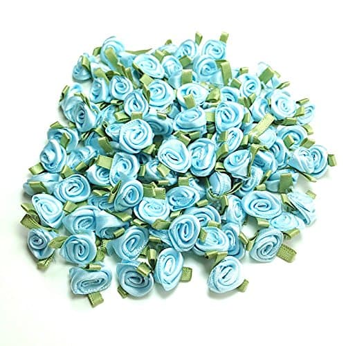 Small Ribbon Roses 100pc Bag - Light Blue