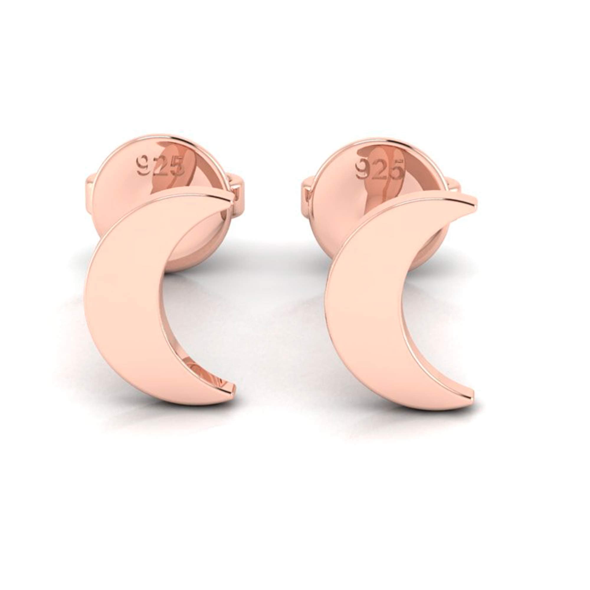 Sterling Silver Crescent Moon Stud Earrings – Gift Boxed 925 Silver Earrings for Women 6mm