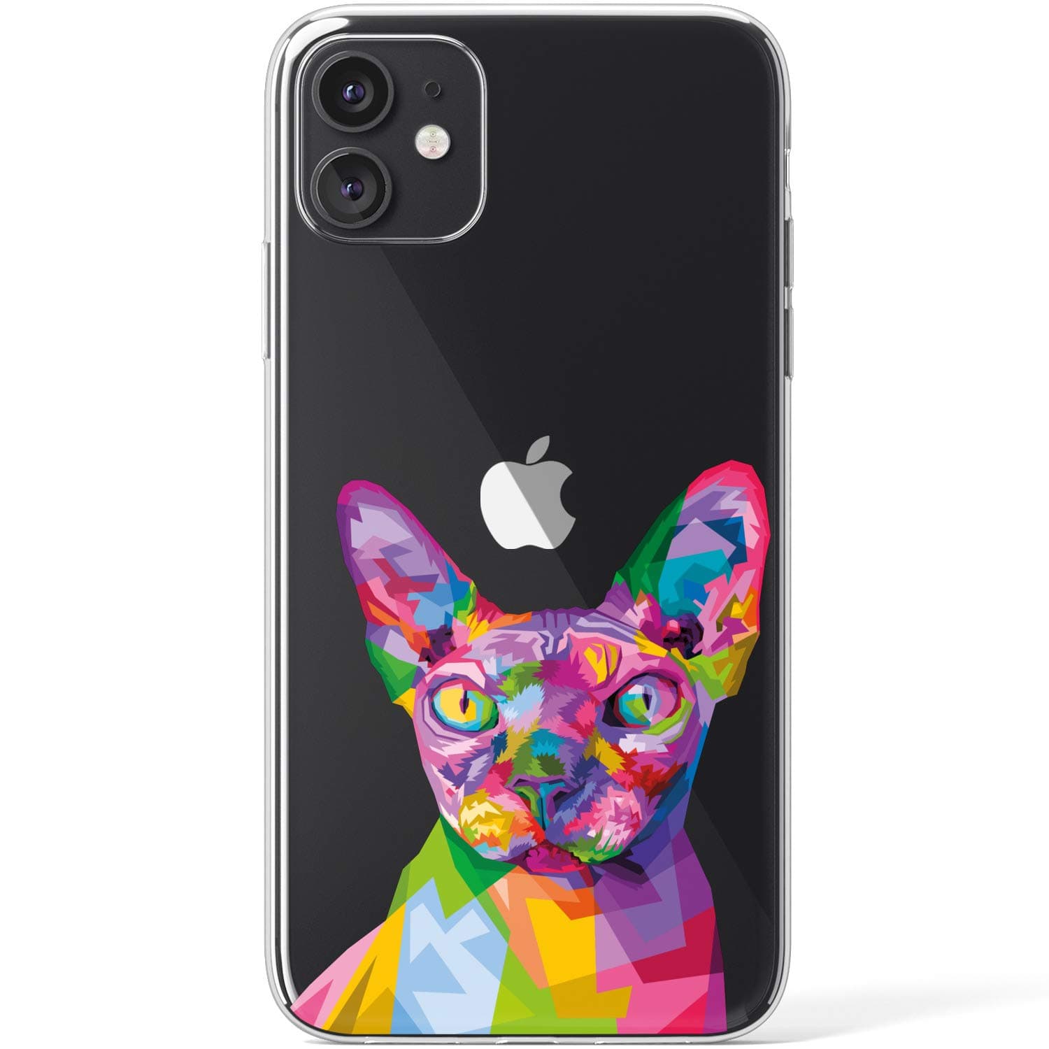 Mertak Clear Case for Apple iPhone 11 Pro Max 10 Xr Xs X 8 Plus 7 6s 5s SE Animal Print Art Sphynx Cat Lightweight Slim Flexible Colorful Cover Abstract TPU Silicone Protective Design