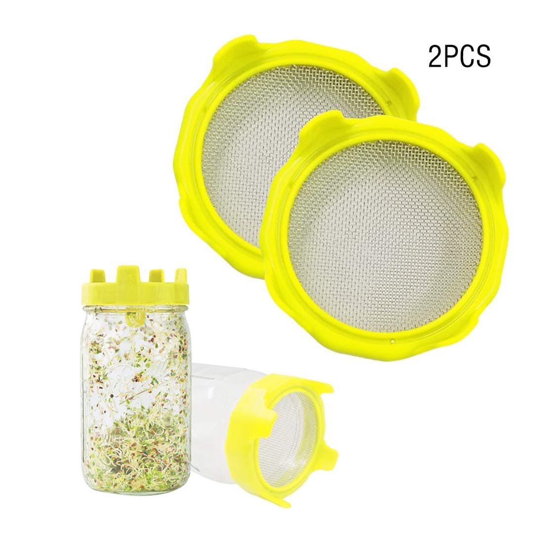 sakd 2PC Sprouting Lids Bean Sprouts Filter Sprouter Mason Can Jar Sieve Net Cover Seed Plant Germination for Tray Grow Broccoli Lentil Alfalfa Salad (B)
