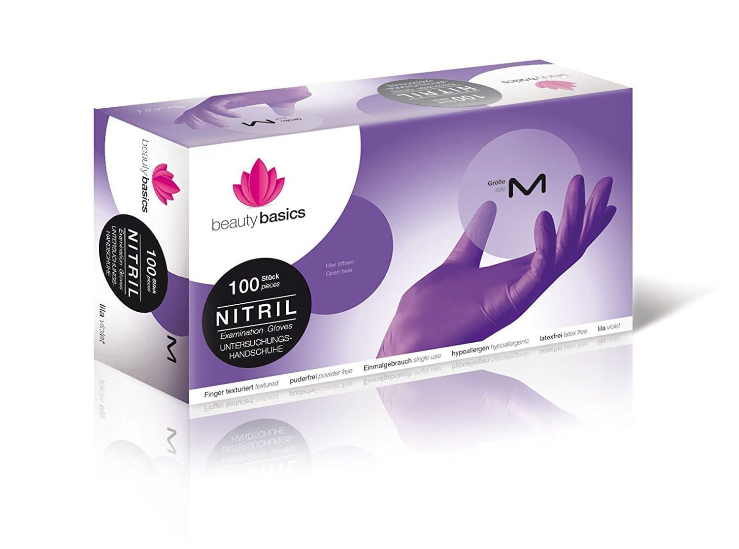 100 Purple Beauty Basics Nitrile Gloves - Medium