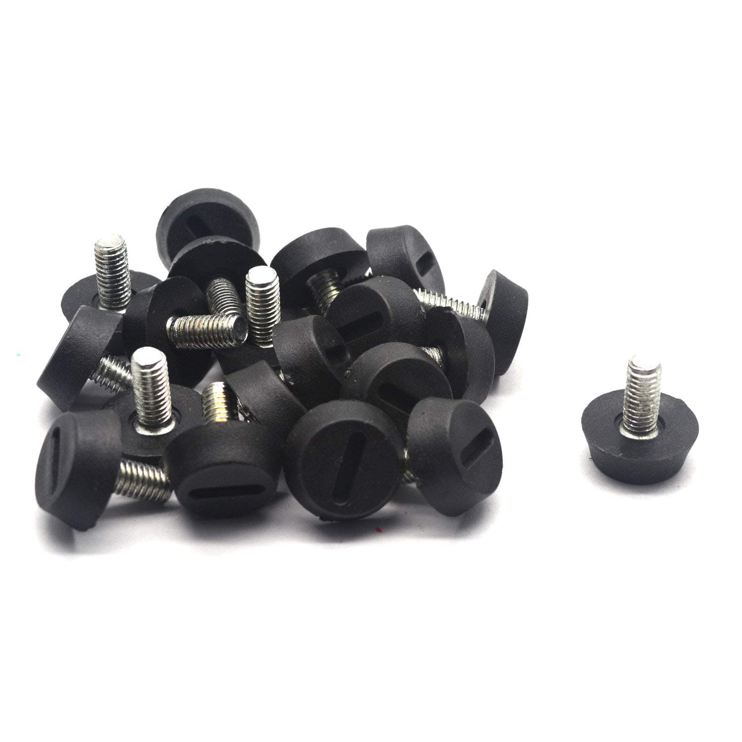 T Tulead M6 Thread Dia,Plastic Feet Adjustable Felt Black Leveler Anti-Slip Leveling Feet 0.8"x0.8" Pack of 20