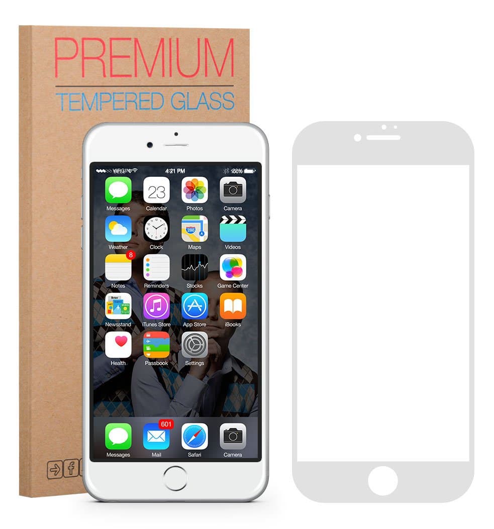 FUTLEX Tempered Glass Screen Protector Compatible with iPhone 8 Plus iPhone 7 Plus [Full Cover] - White, 0.33mm 9H Premium Shatterproof Japanese Glass Film