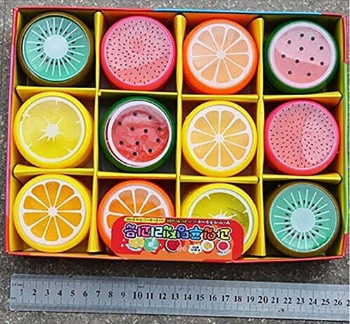 iTech More 6PC Crystal Fruit Clay Rubber Mud Intelligent Hand Gum Plasticine Slime Kid Toys (random)