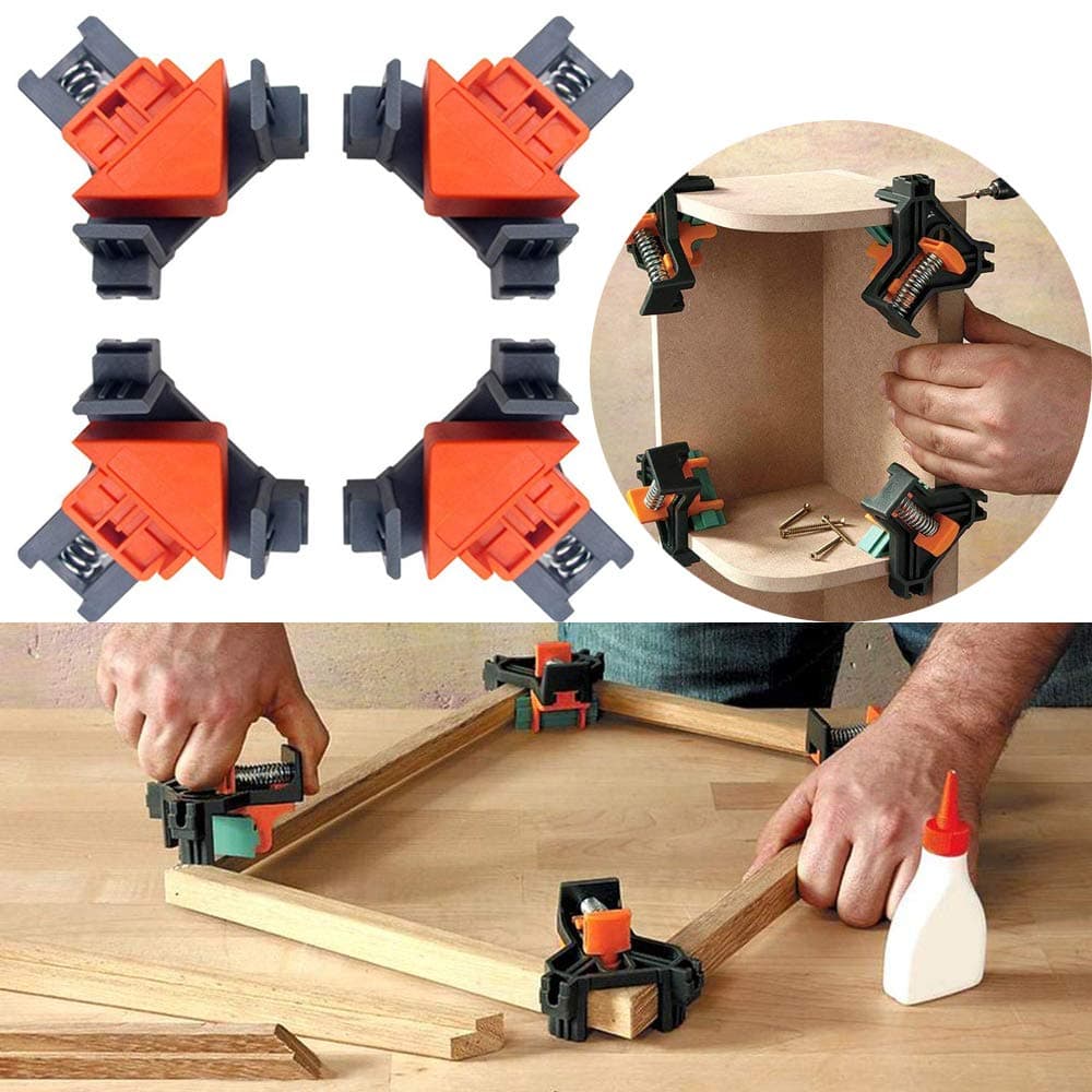 4PCS Angle Clamp, Multifunctional Corner Clamp, Multifunctional Angle Clamp Corner Clip Fixer for Engineering, Woodworking Hand Tools Etc (for 45 degree /90 degree angles)
