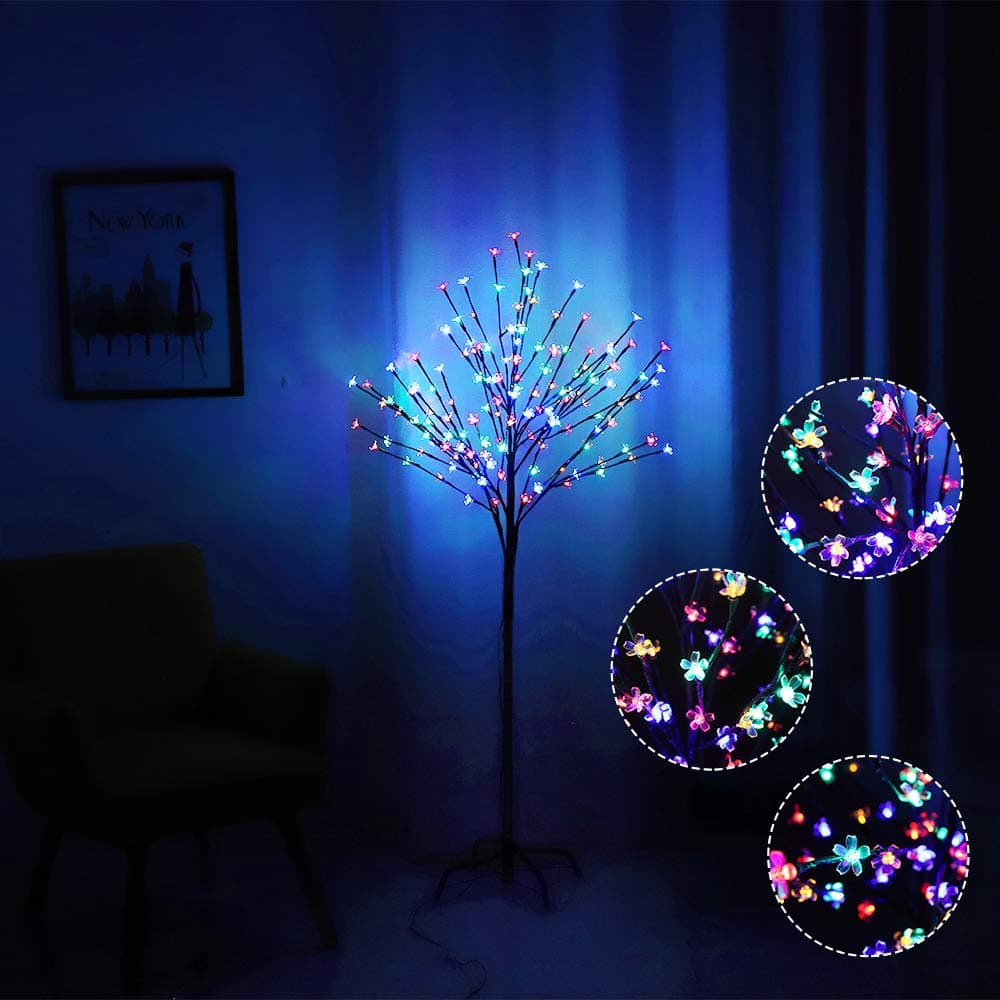 WED 152LED Peach Blossem LED Tree Light, Cherry Blossem LED Tree Light 5Ft Floor Lamp for Home Party Indoor and Outdoor Christmas Decoration