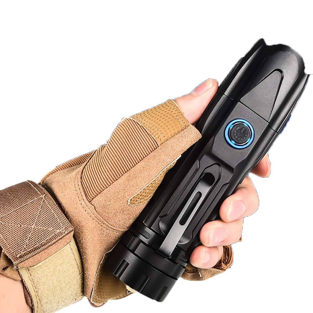 LED Flashlight with XHP90 Lamp,Bead Tactical Torch Chip Control IPX6 Waterproof, 4 Mode Lighting, Zoomable Flashlight for Home, Camping, Hiking, Emergency