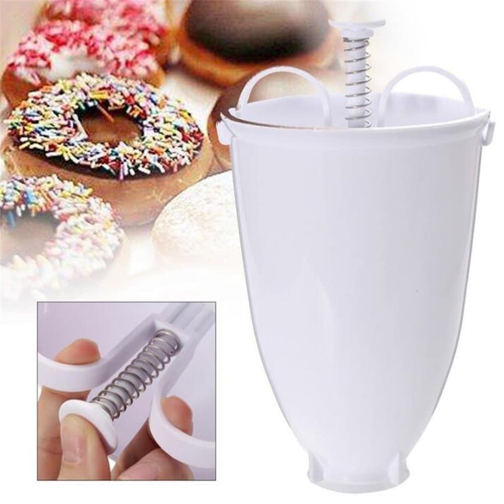 VALINK Dessert Doughnut Maker Dispenser, White Plastic Batter Baking Decorating Tools DIY Donut Cookies Tools Tart Making Kitchen Bakeware
