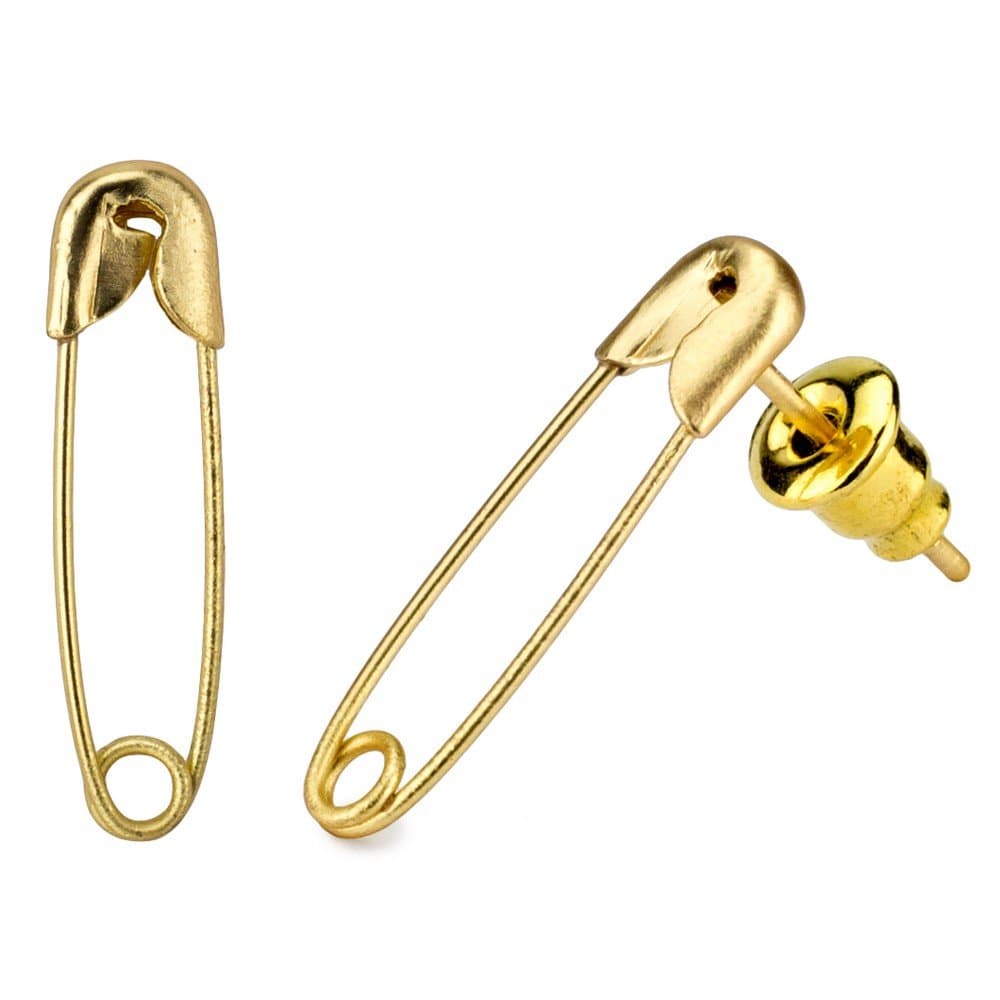 JOE COOL Stud Earring Safety Pin Matte Plated Made with Tin Alloy