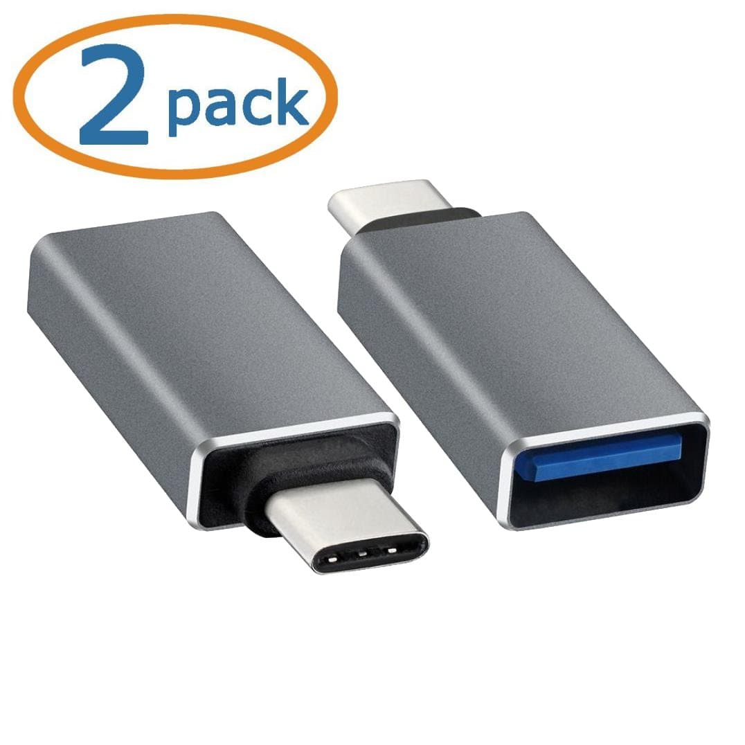 Type C Adapter Grey, Every4Less [2 PACK] Type C USB 3.1 to USB 3.0 Female Adapter Converter for 12 Inch Apple New Macbook, Chromebook Pixel, Nokia N1, Nexus 5X / 6P, and More …