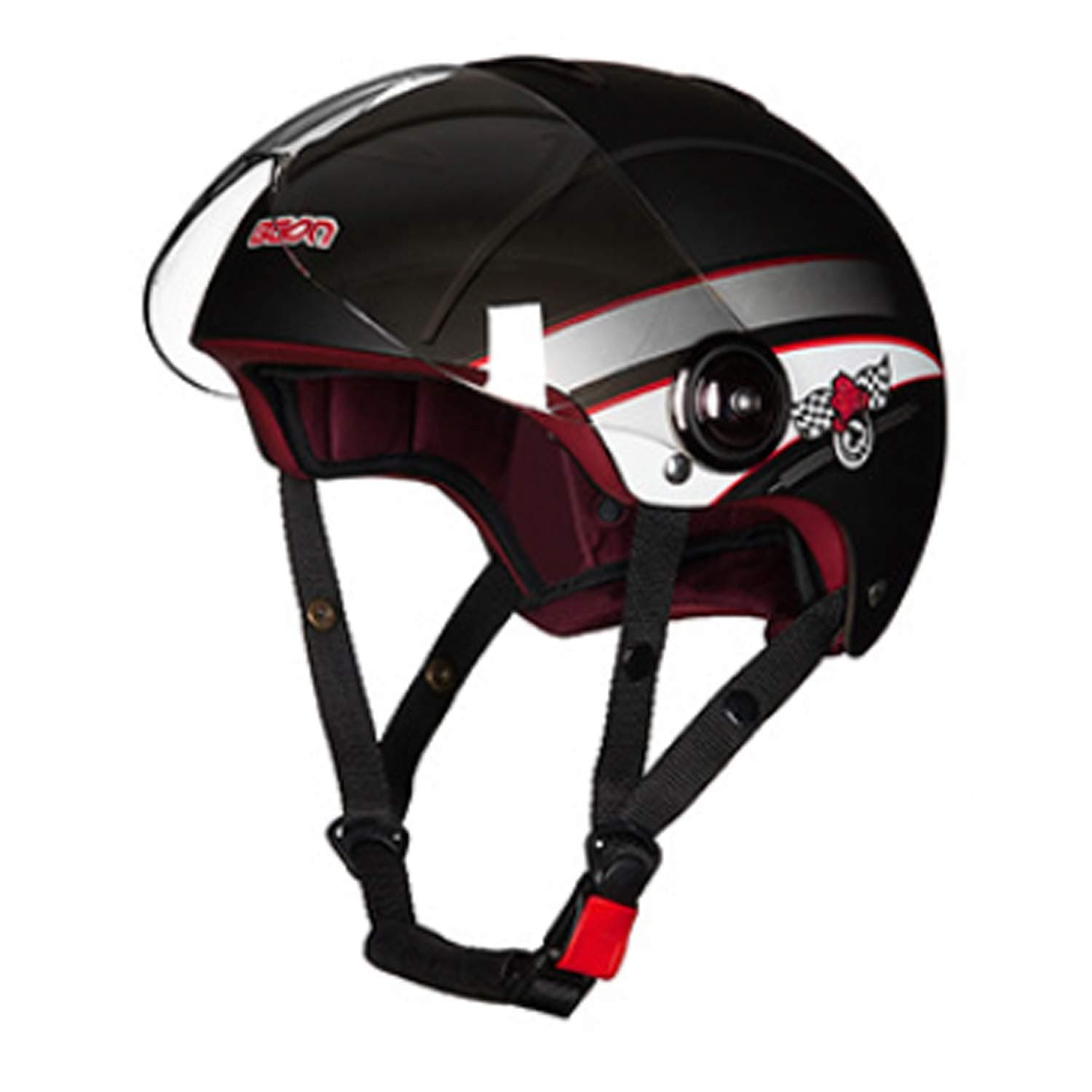 YANHONG Open Face Motorcycle 4/3 Half Helmet,ECE, DOT Approved Ladies Summer Outdoor Riding Helmet Flip Type Eye Protection Lens Safety Protection (M, LXL),L