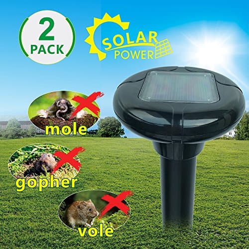 LOMEREY 2 Pack Sonic Mole Repellent Solar Powered Repels Mole Gopher Vole in Lawn Yard Garden Rodent Repellent Ultrasonic Pest Control Products