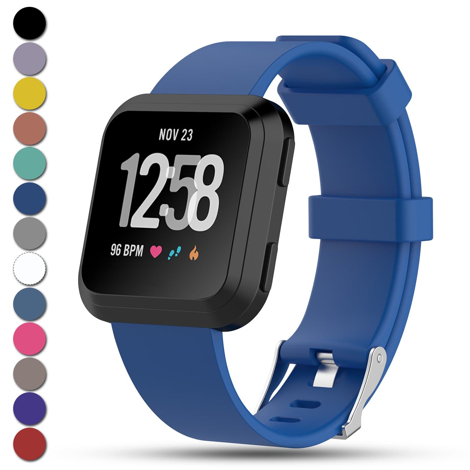 Ysang for Fitbit Versa Strap, Classic Adjustable Replacement Soft Silicone Sport Wristband Strap for Fitbit Versa Smartwatch, Large/Small