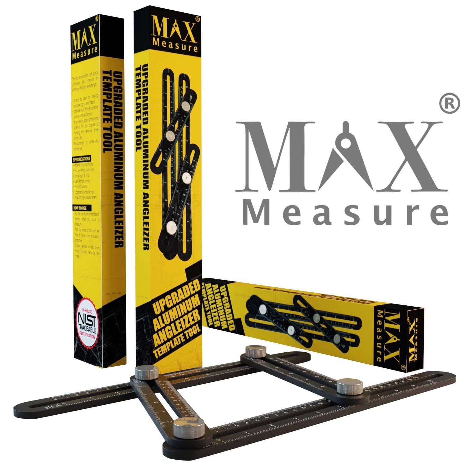 Multi Angle Measuring Ruler Aluminum Alloy Template Tool Professional Angle Measurement Tool for Craftsmen, Builders & Handymen