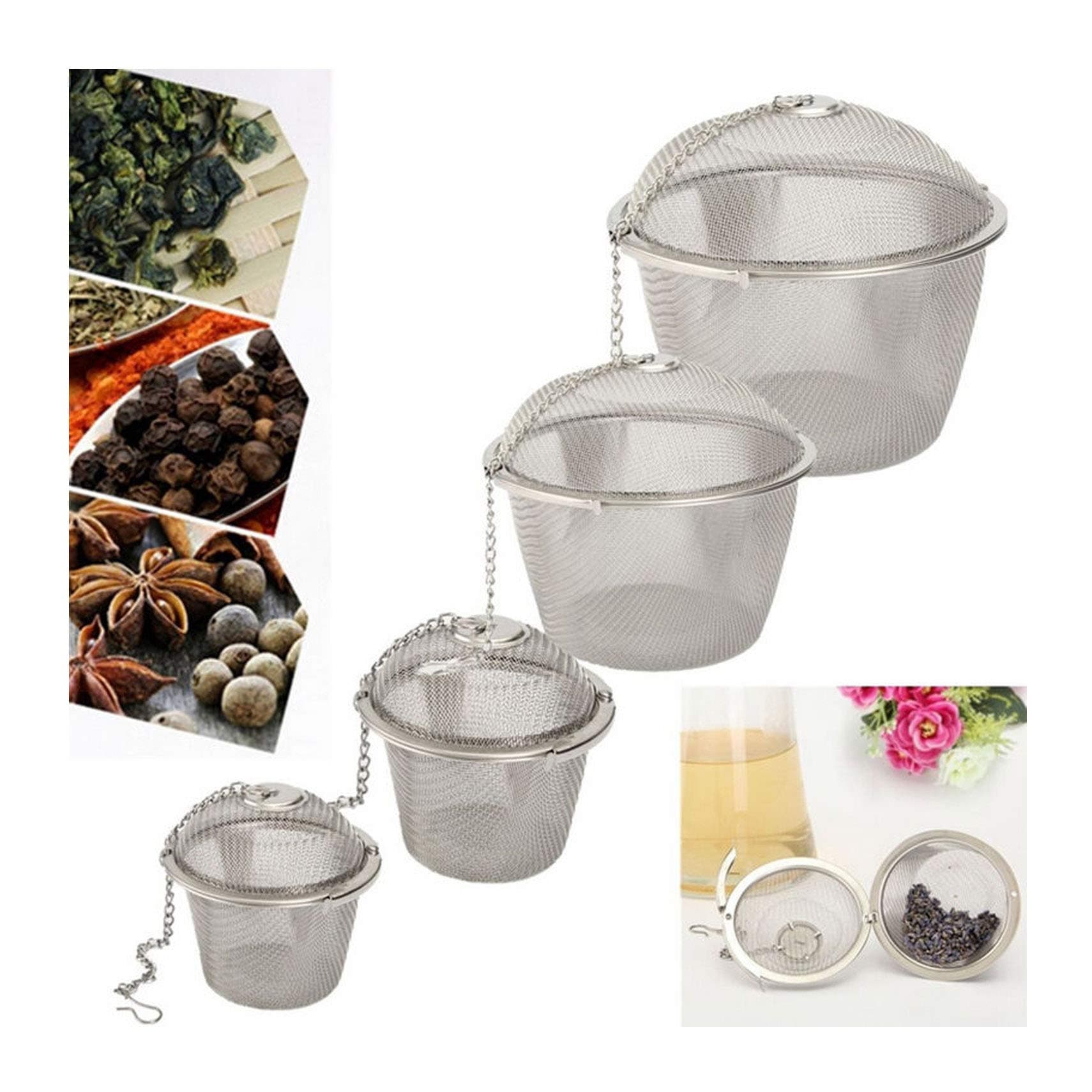 4 Size Stainless Steel Tea Strainer Infuser Tea Locking Ball Tea Spice Mesh Herbal Ball cooking tools,Size XL