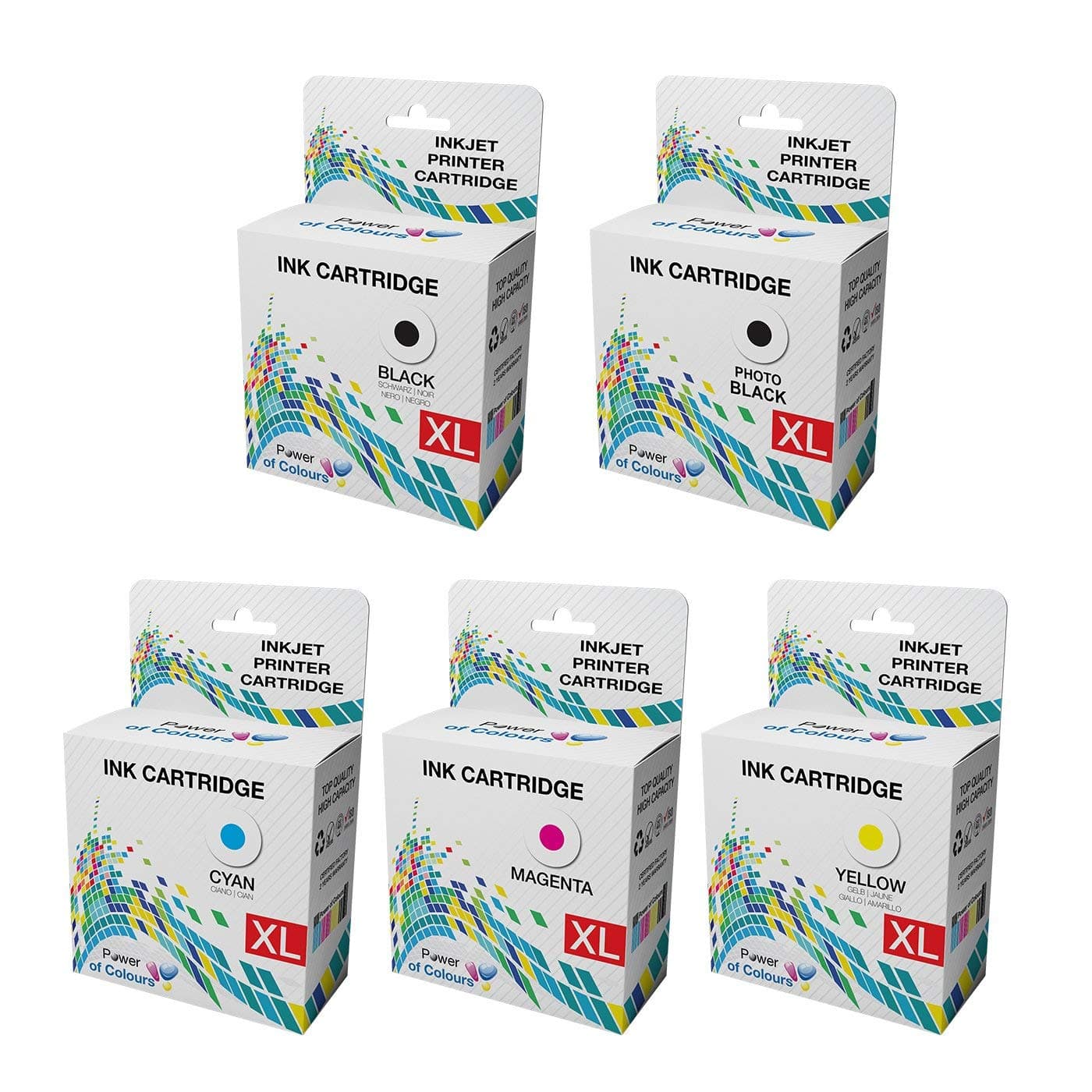 [FULL SET] = 5 Ink Cartridges Replacement for Epson Expression Premium XP-510, XP-520, XP-600, XP-605, XP-610, XP-615, XP-620, XP-625, XP-700, XP-710, XP-800