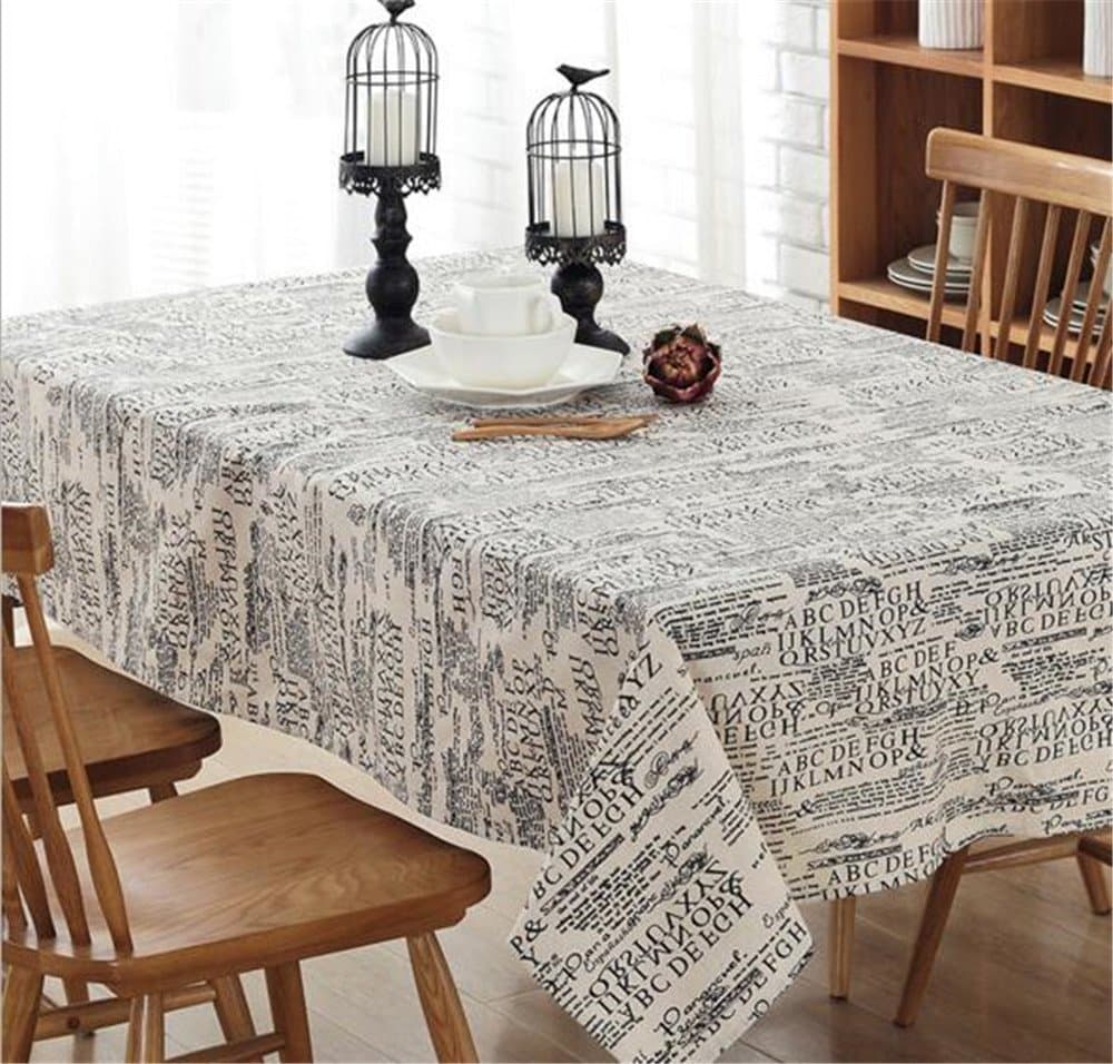 PinkMemory Retro British Style Retro Patterns Tablecloth Rectangular Cotton Linen Washable Tablecloth Dinner Picnic Home Decoration 54x72 inches,Newspaper
