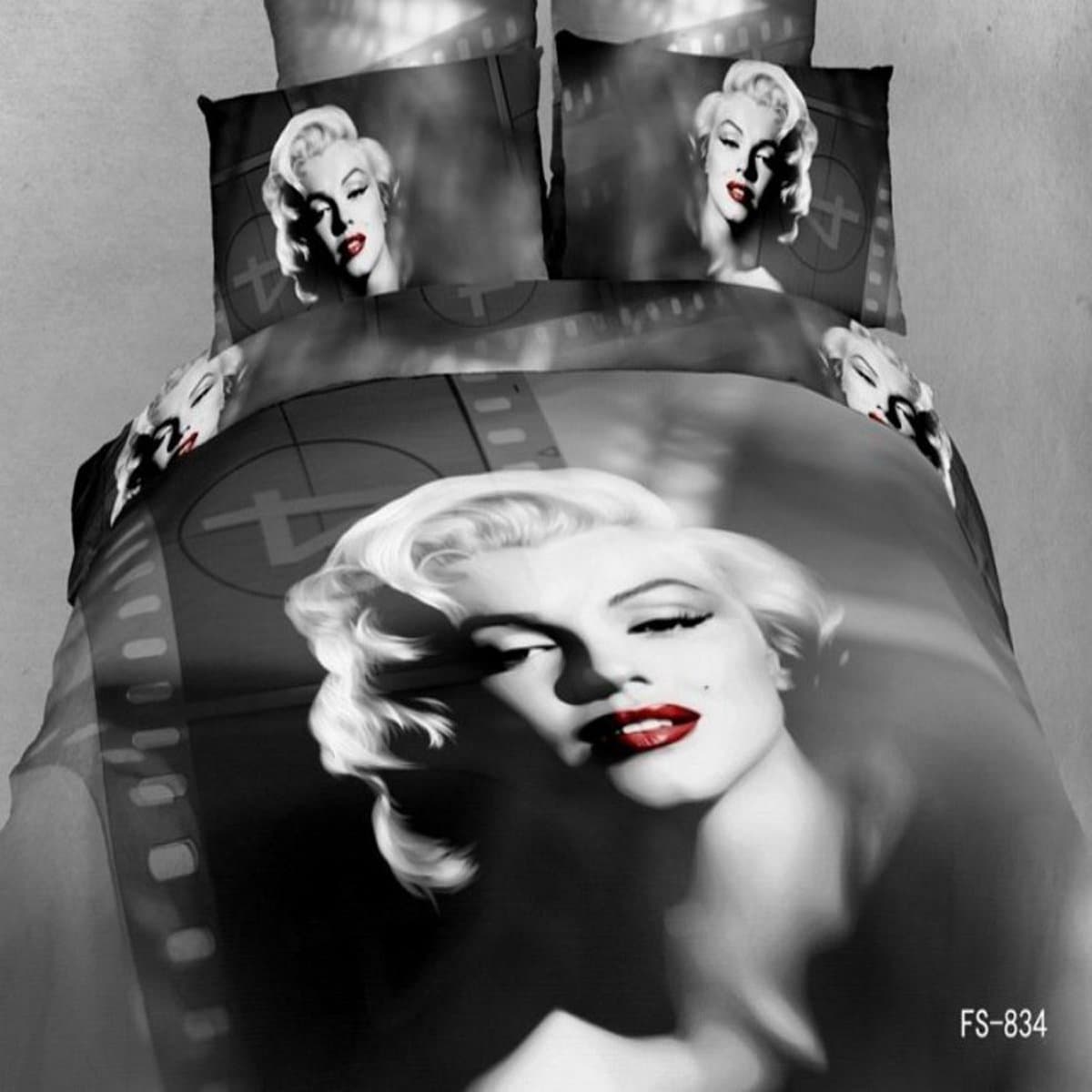 MBM(TM) Home Textile, Unique 3d Bedding Sets, Marilyn Monroe Bedding Set, Marilyn Monroe Comforter Set, Queen Size, Black, Comforter Not Included