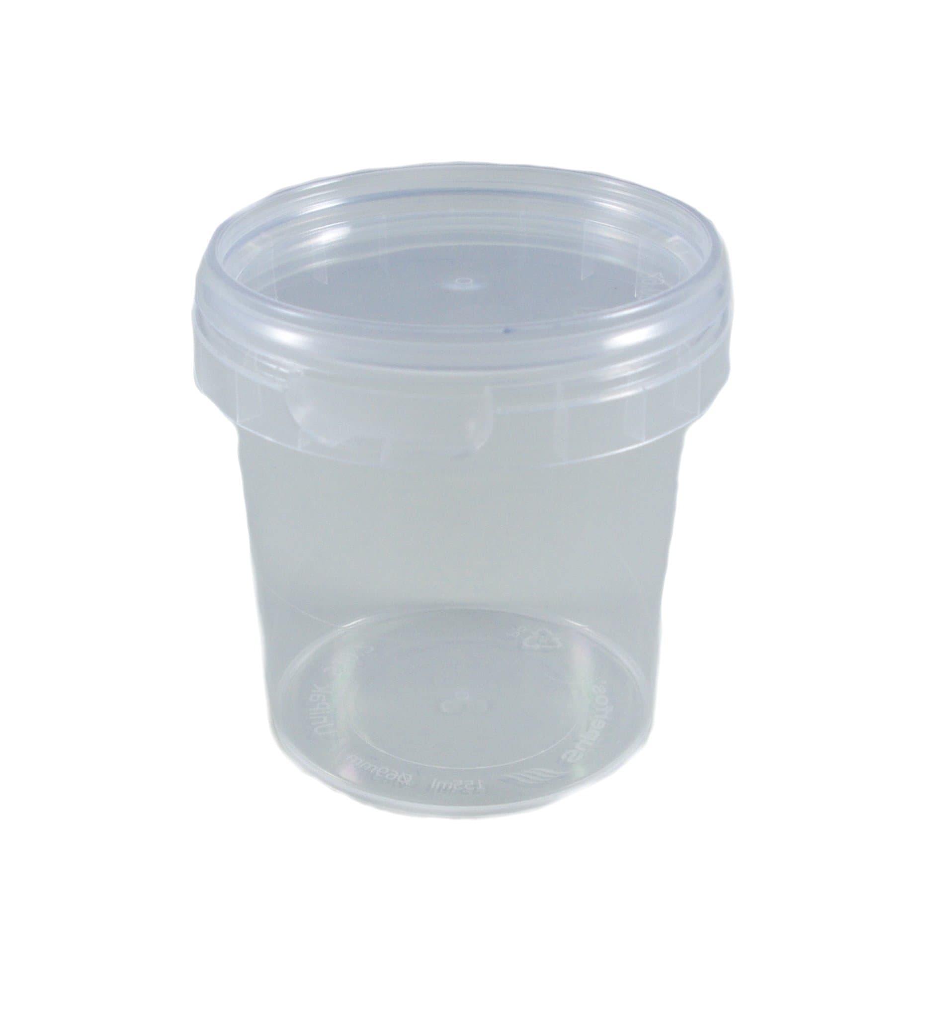 20x Round universal plastic containers (industry standard) with lids, diameter: 69 mm, capacity: 155 ml, Plastic, transparent, 20 Dosen