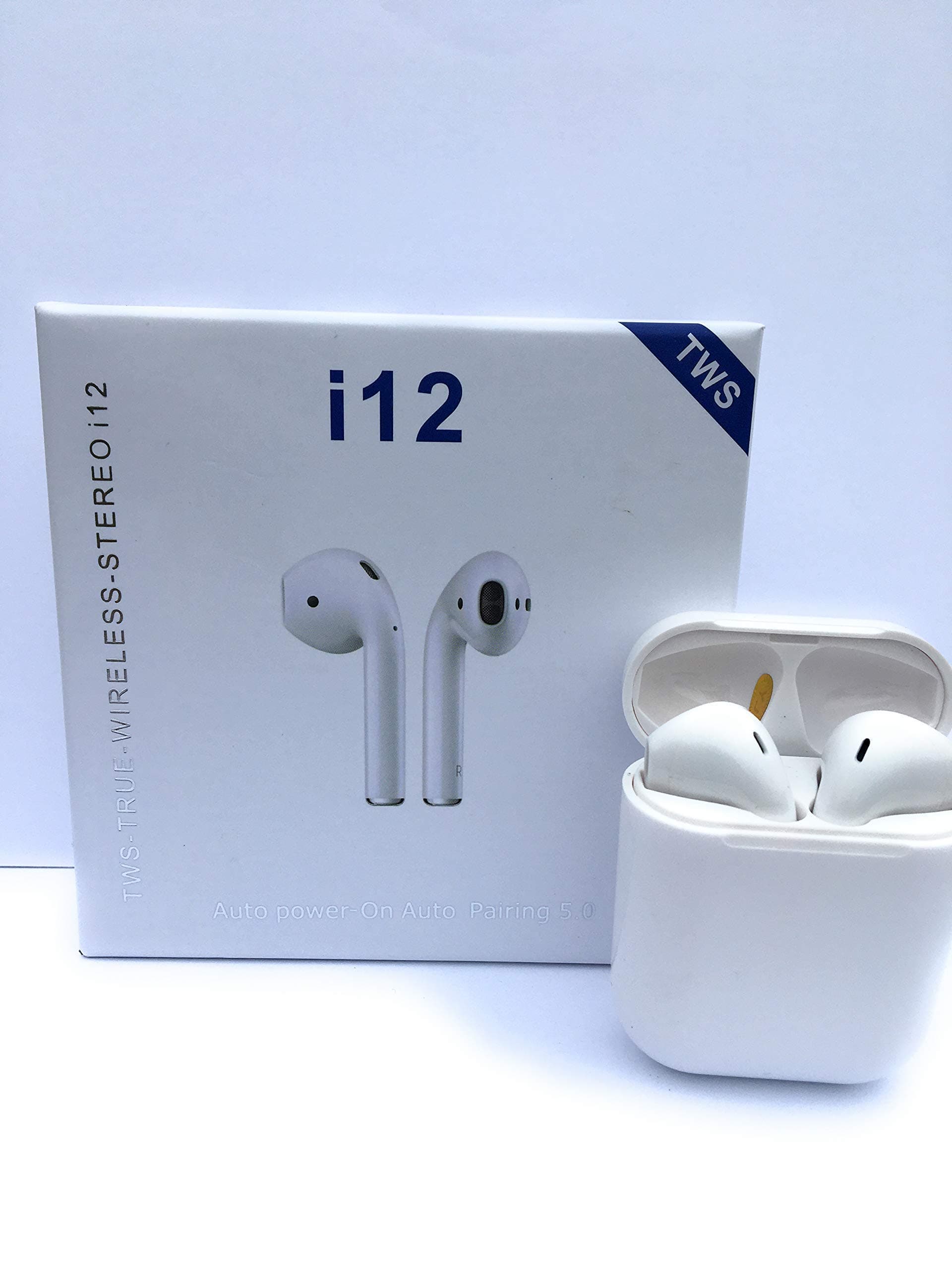 Touch Control Wireless Bluetooth 5.0 Earbuds, Automatic Pairing,Compatible to All Smartphones, Noise Cancelling Earbuds (White)