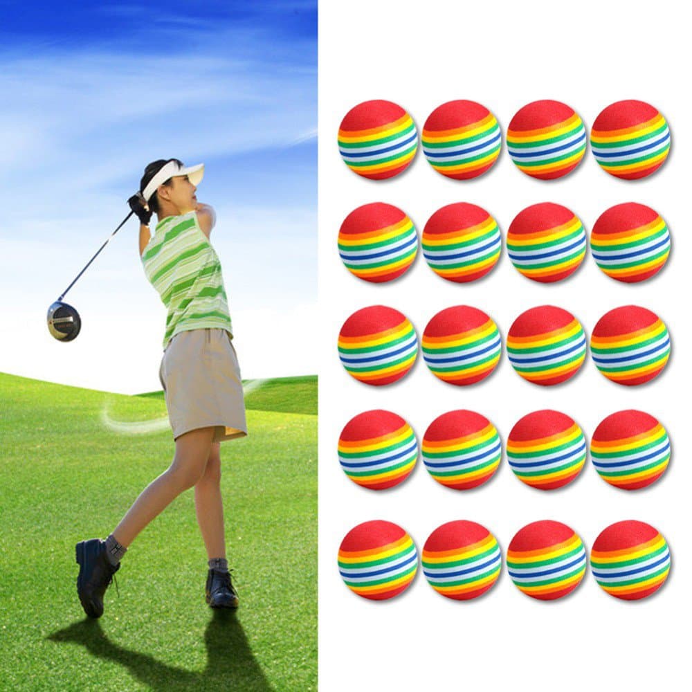 20Pcs/Pack Rainbow Stripe Foam Sponge Golf Balls Swing Practice Training Aids