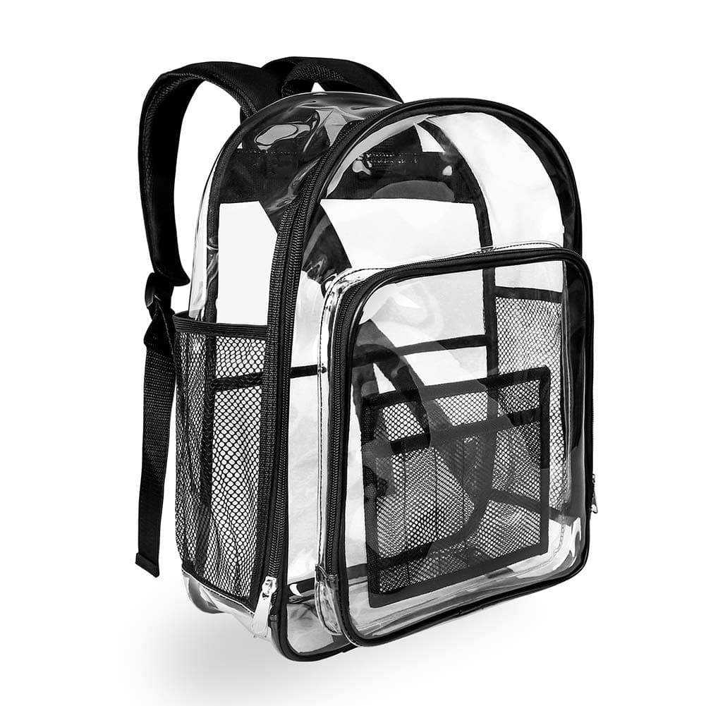 Heavy Duty Black Clear Backpack, Carry360 Durable Transparent Backpack, See Through Bookbag for Work