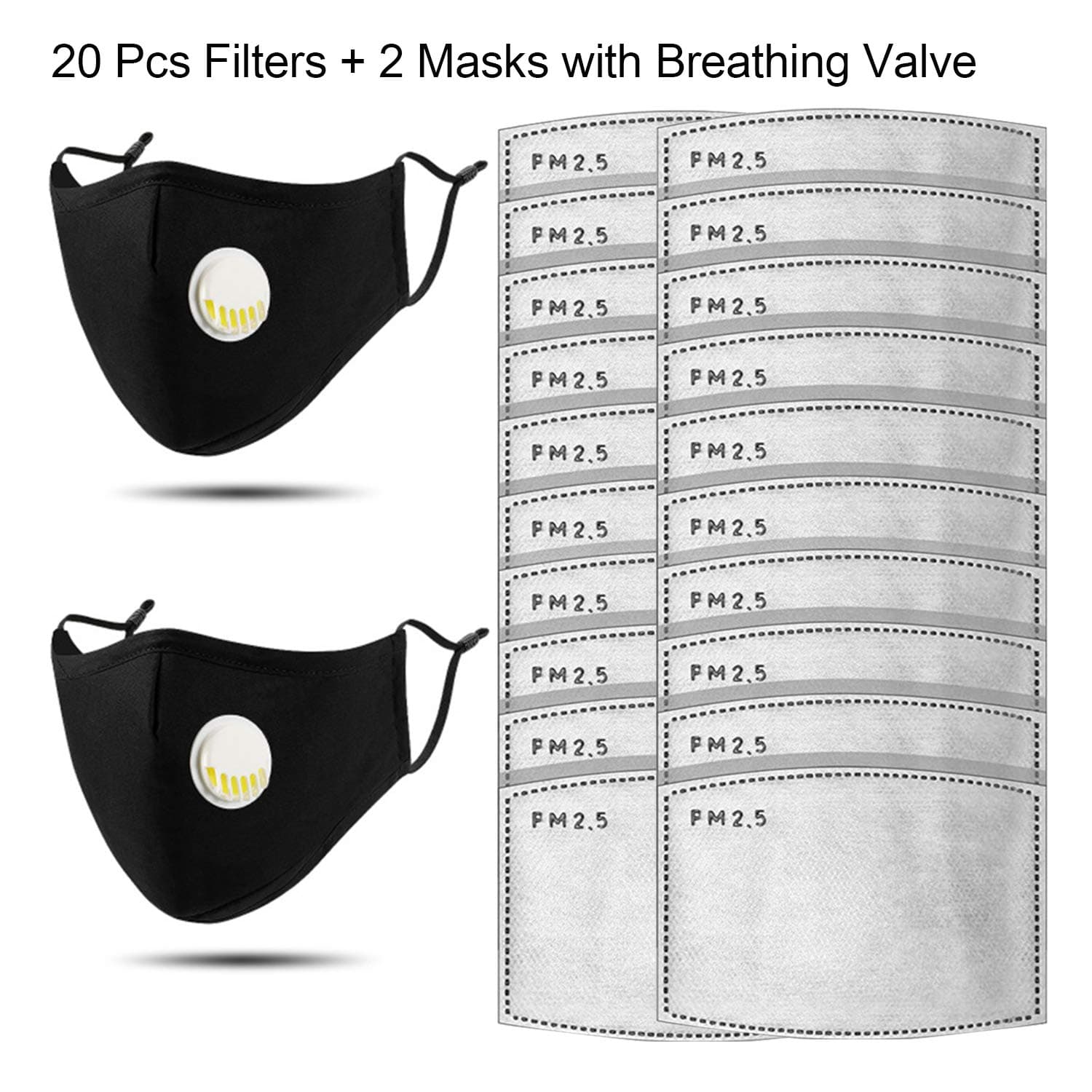 20 Pcs PM2.5 Activated Carbon Filter for Breathing Insert Protective mask Anti Pollution for adult Outdoor Activities