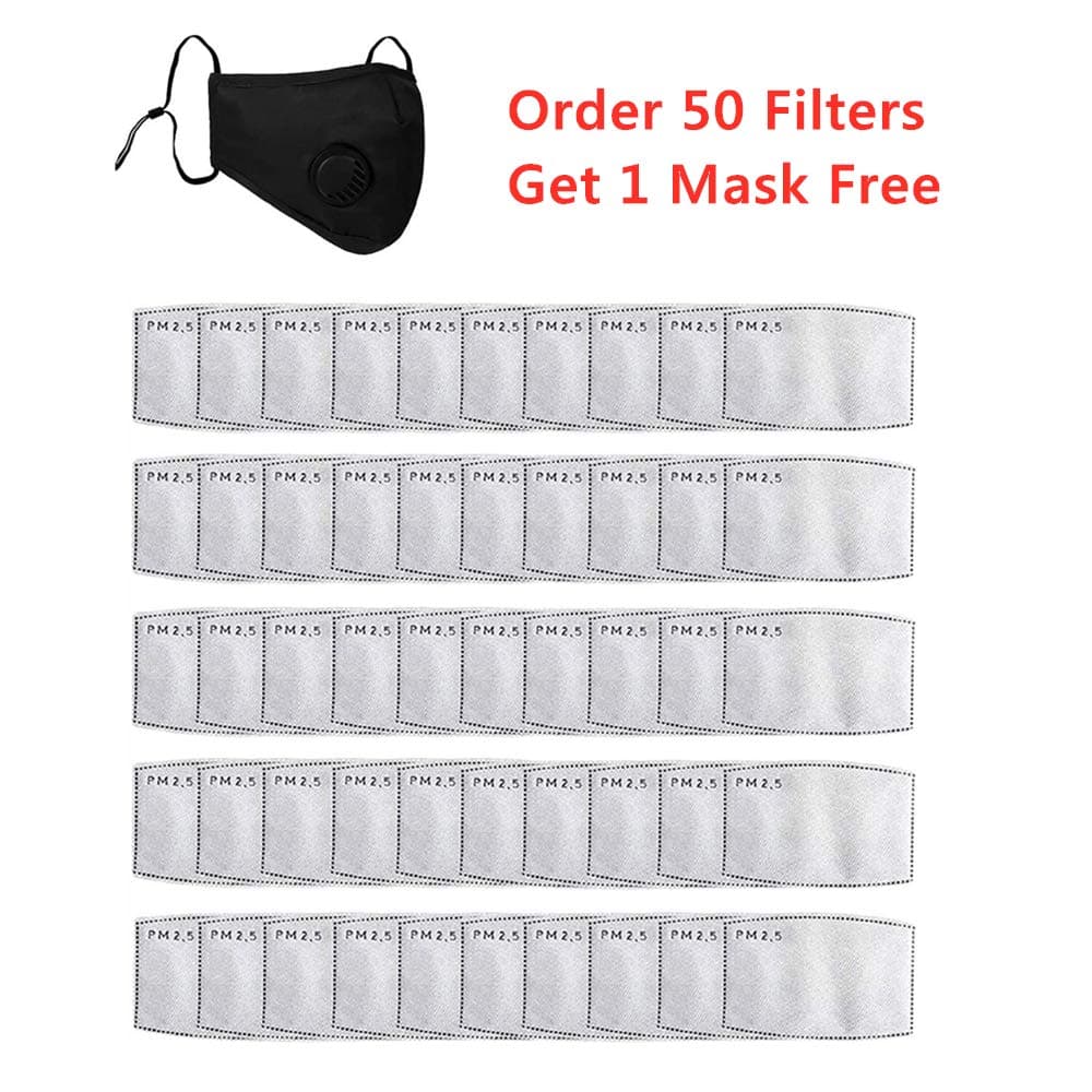 PM2.5 Activated Carbon Filter, Replaceable Anti Haze Filter Paper for Mask Anti Pollution Washable Cotton for Adult (50)