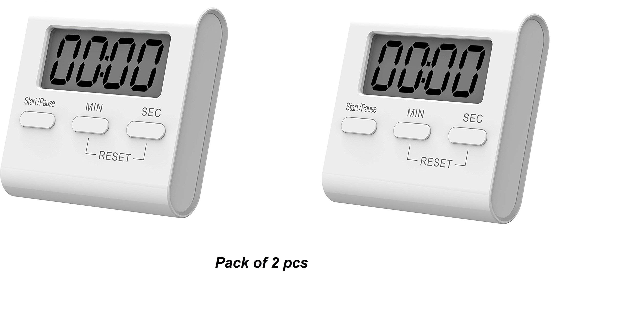 Bhaguji Kitchen Digital Timer New Design Elegant Shape Digital Cooking Timer Loud Alarm Large Display Magnetic Backing Simple Operation for Cooking Baking Sports Games Office, White Square (Pack of 2)